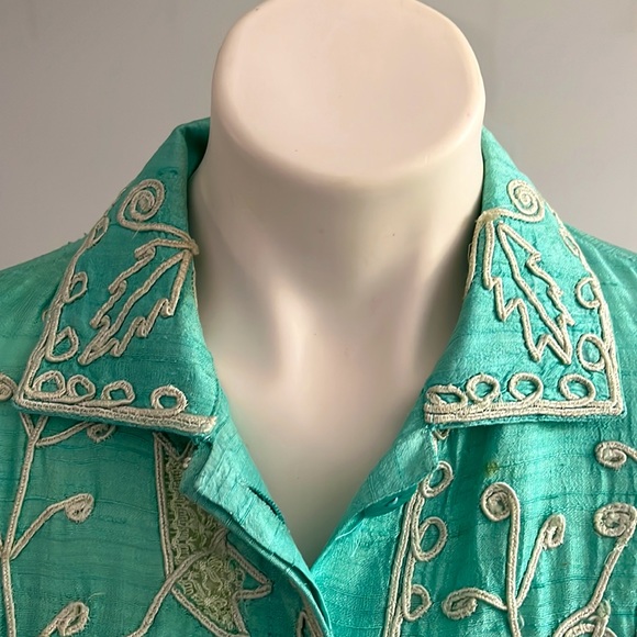Sandy Starkman Vintage Raw Silk Embroidered Beaded Jacket - Picture 8 of 16